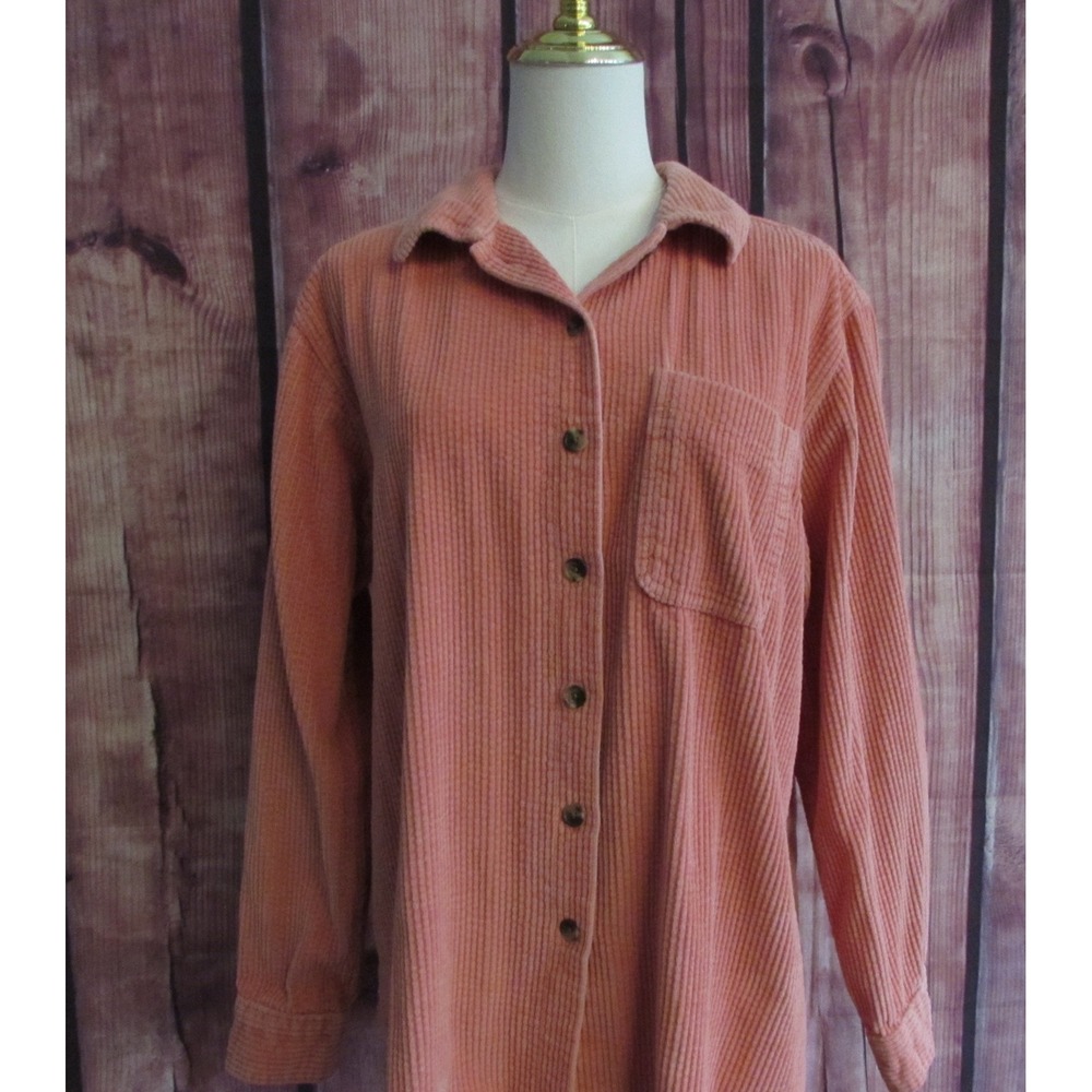 L.L.Bean Women's Comfort Corduroy Relaxed Shirt Adobe Rose M Wide Wale Cabincore - Picture 3 of 9